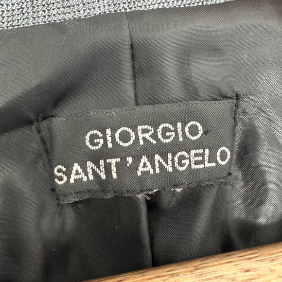 Giorgio Sant Angelo 2 Pc Skirt Suit Gray womens Sz 12 pleated collar career S6 - Picture 4 of 6